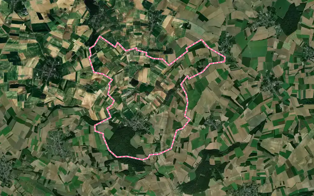 Vue satellite de Toutencourt avec ses contours administratifs