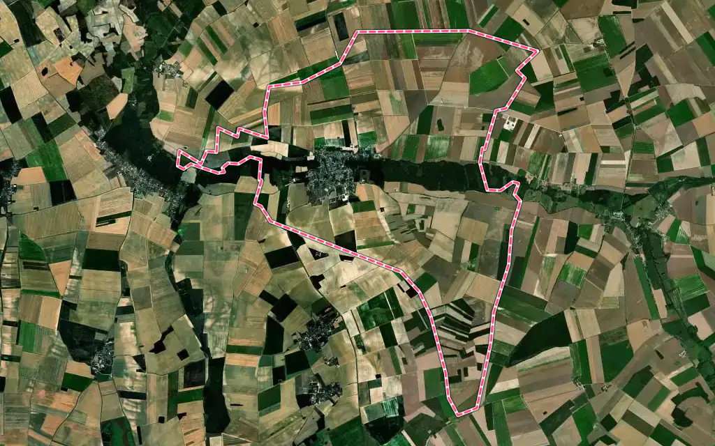 Vue satellite de Traînel avec ses contours administratifs