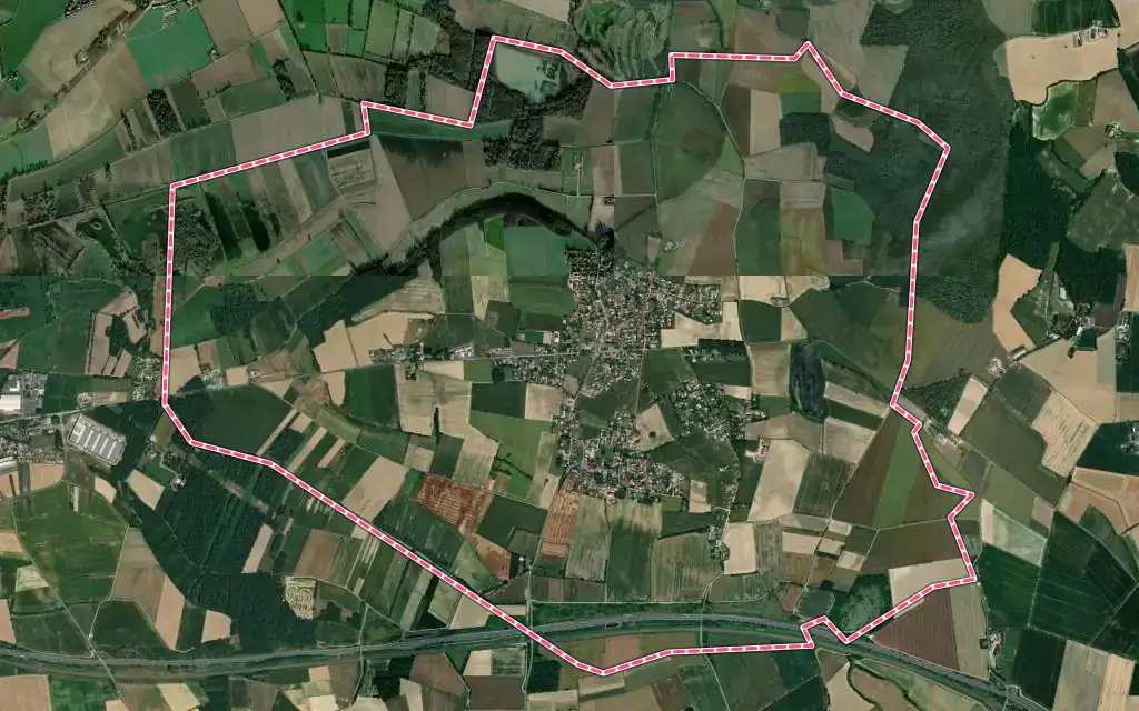 Vue satellite de Tramoyes avec ses contours administratifs