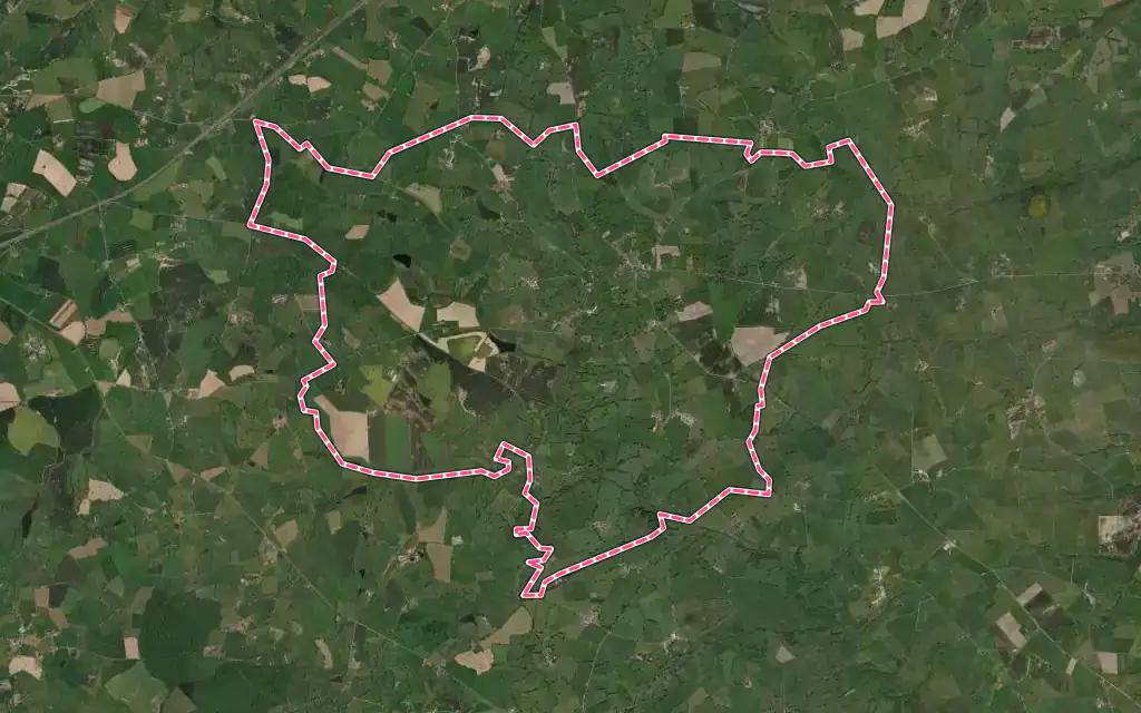 Vue satellite de Treban avec ses contours administratifs