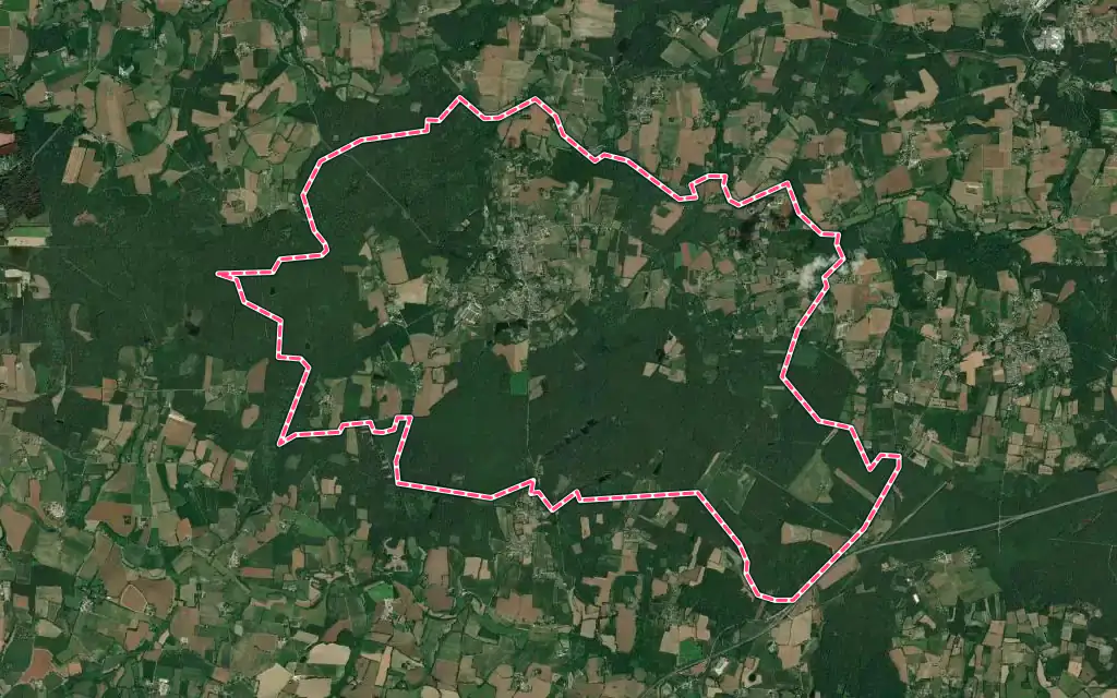 Vue satellite de Trédion avec ses contours administratifs
