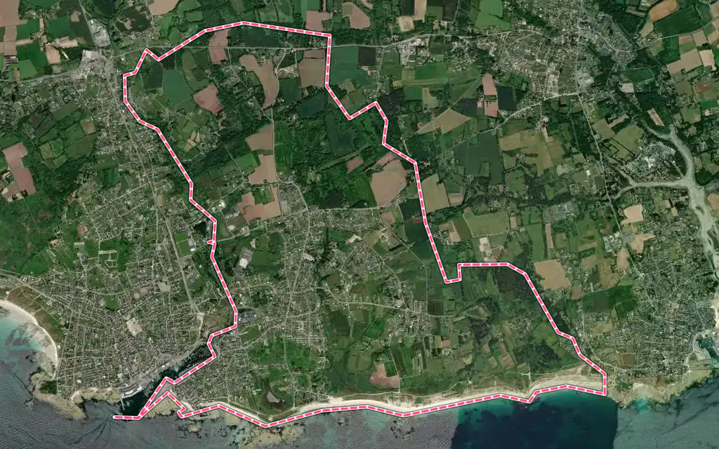 Vue satellite de Treffiagat avec ses contours administratifs