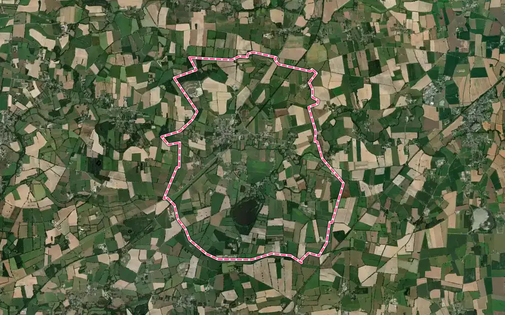 Vue satellite de Treffieux avec ses contours administratifs