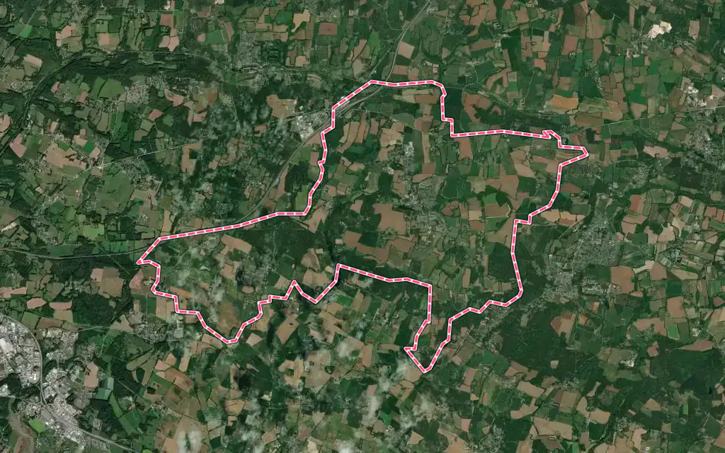 Vue satellite de Treffléan avec ses contours administratifs