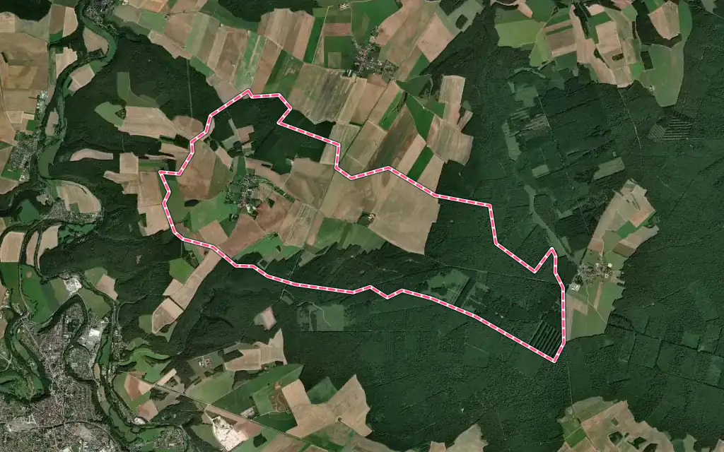 Vue satellite de Treix avec ses contours administratifs