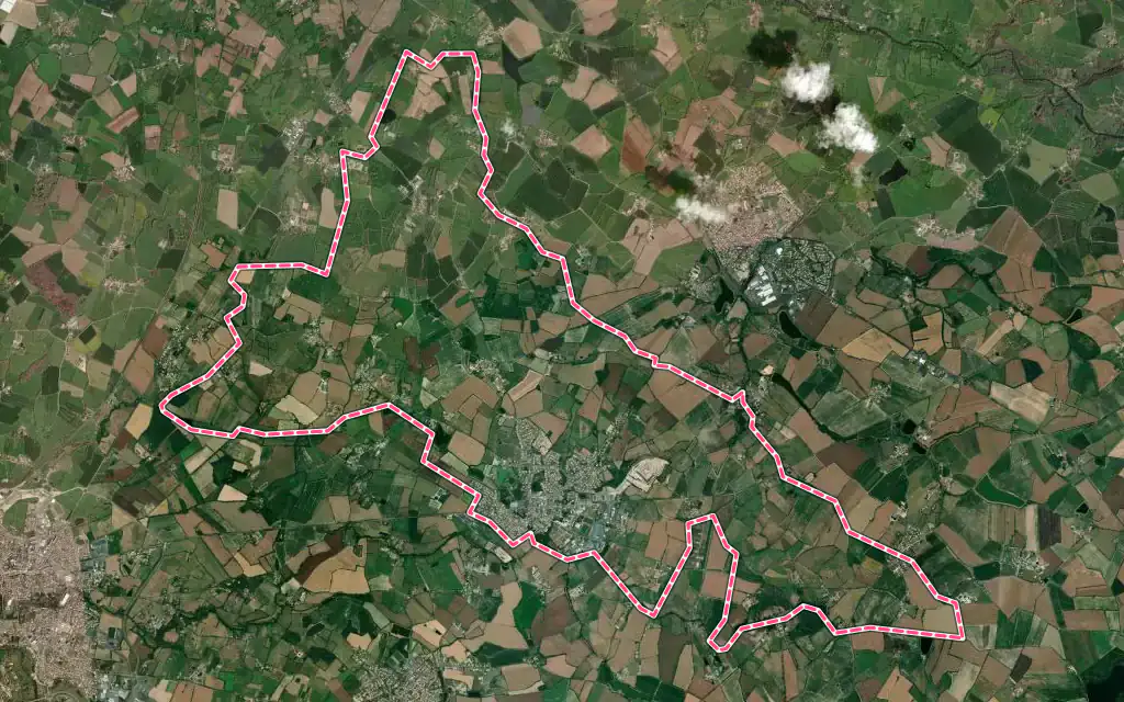Vue satellite de Treize-Septiers avec ses contours administratifs