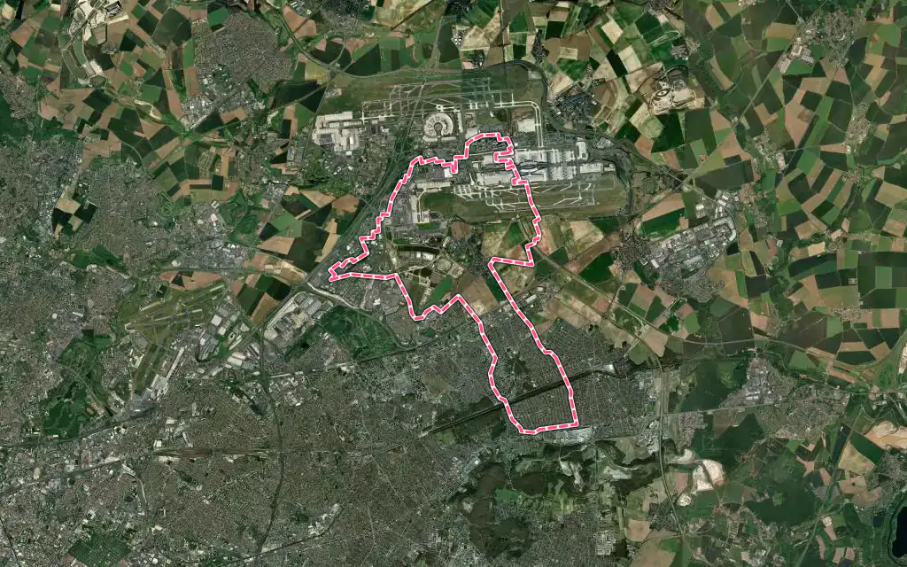 Vue satellite de Tremblay-en-France avec ses contours administratifs
