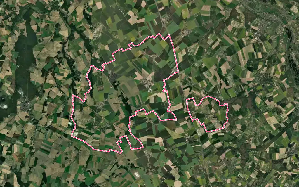 Vue satellite de Tremblay-les-Villages avec ses contours administratifs