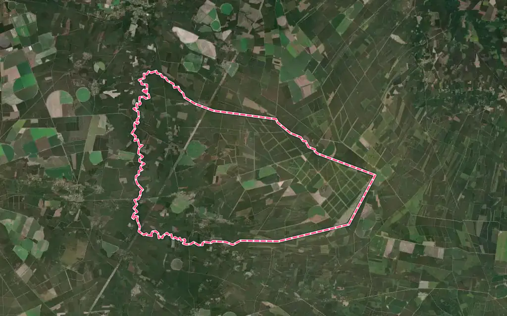 Vue satellite de Trensacq avec ses contours administratifs