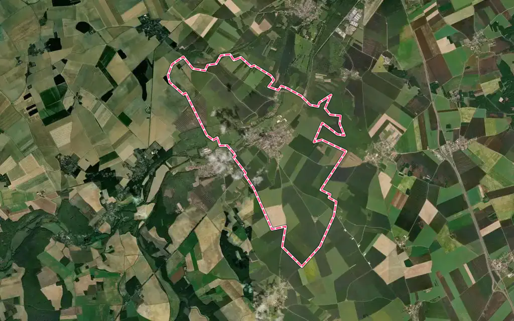 Vue satellite de Tréon avec ses contours administratifs
