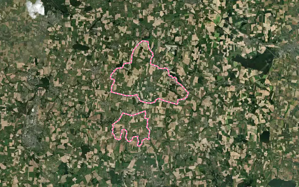 Vue satellite de Tresbœuf avec ses contours administratifs