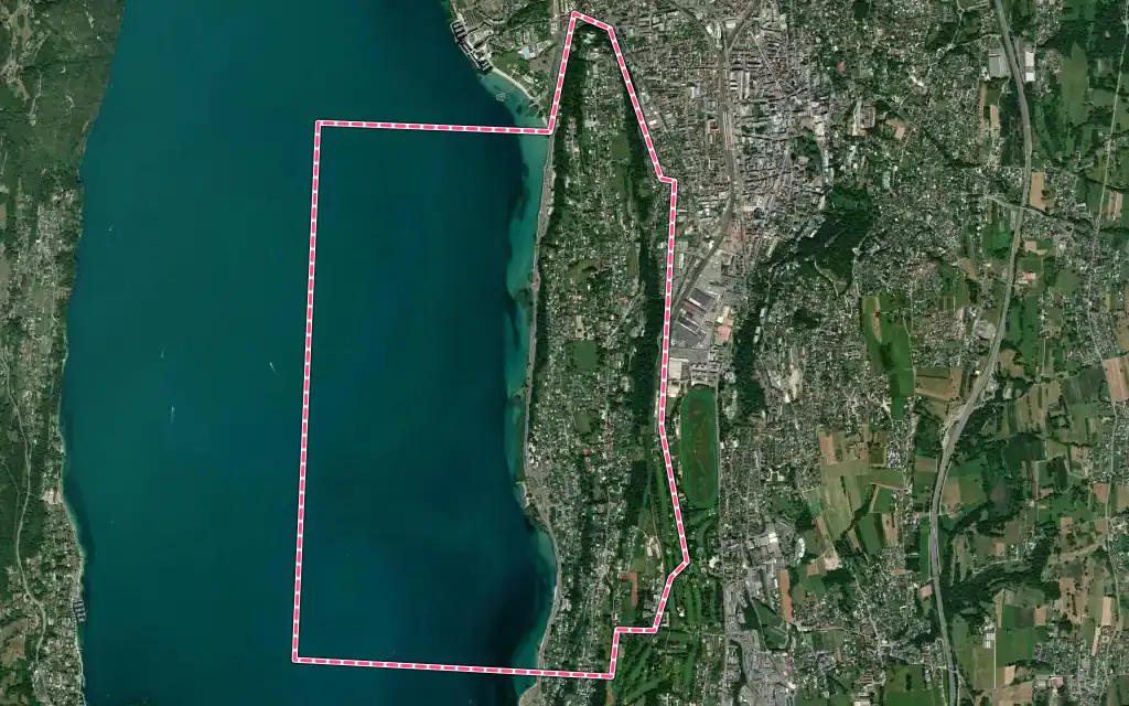 Vue satellite de Tresserve avec ses contours administratifs