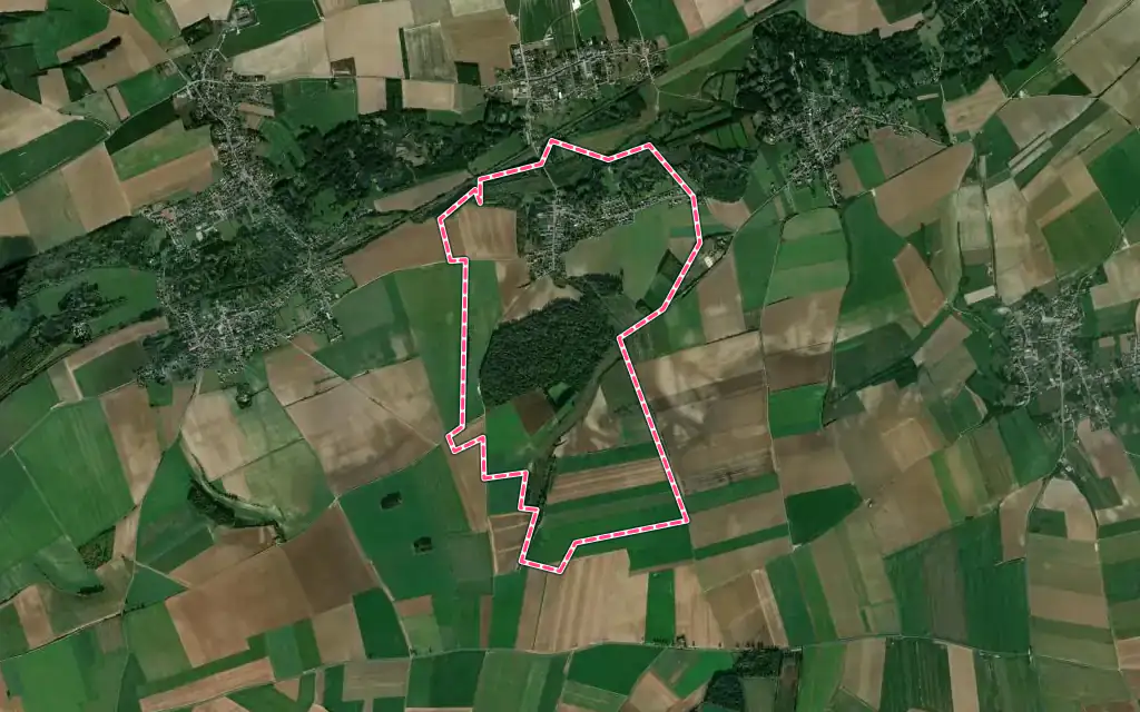 Vue satellite de Treux avec ses contours administratifs