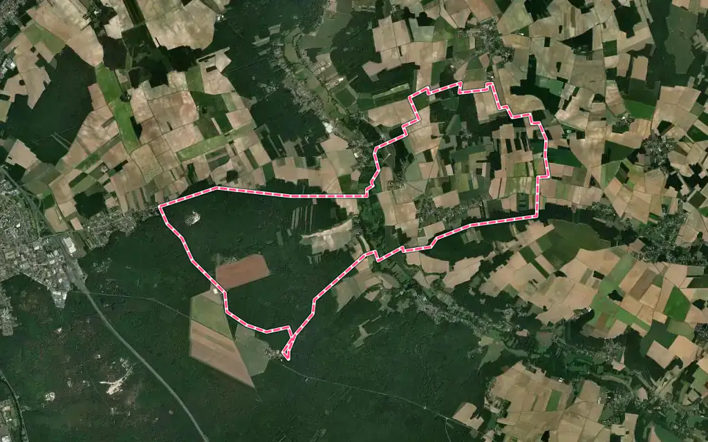 Vue satellite de Treuzy-Levelay avec ses contours administratifs