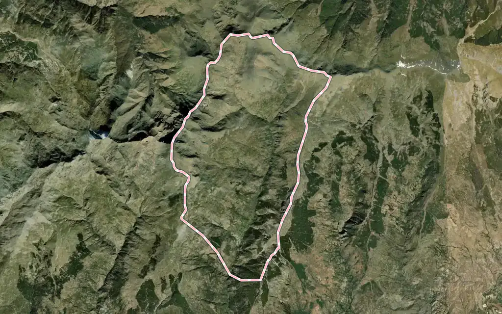Vista satélite de Trevélez con su contorno administrativo