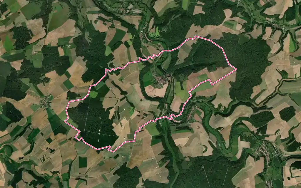 Vue satellite de Tréveray avec ses contours administratifs