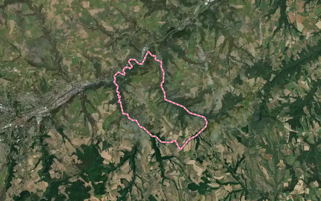 Vue satellite de Trèves avec ses contours administratifs