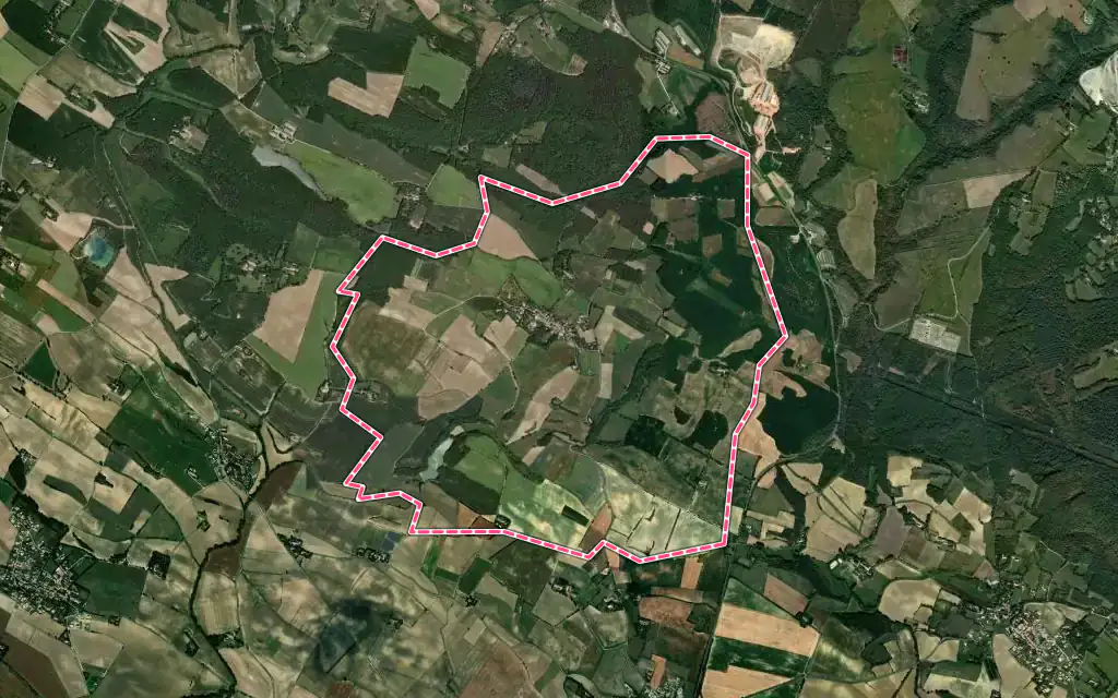 Vue satellite de Tréville avec ses contours administratifs