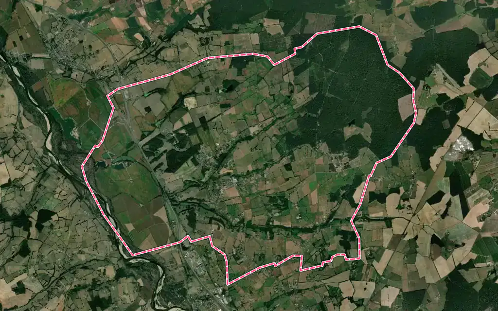 Vue satellite de Trévol avec ses contours administratifs