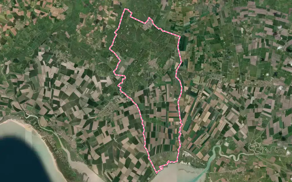 Vue satellite de Triaize avec ses contours administratifs