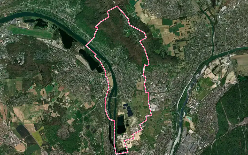 Vue satellite de Triel-sur-Seine avec ses contours administratifs