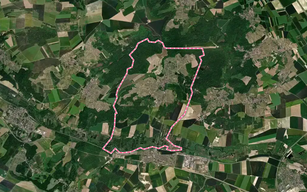 Vue satellite de Trigny avec ses contours administratifs