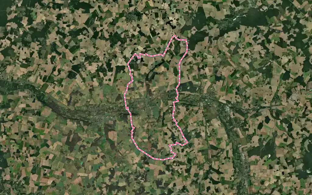Vue satellite de Triguères avec ses contours administratifs