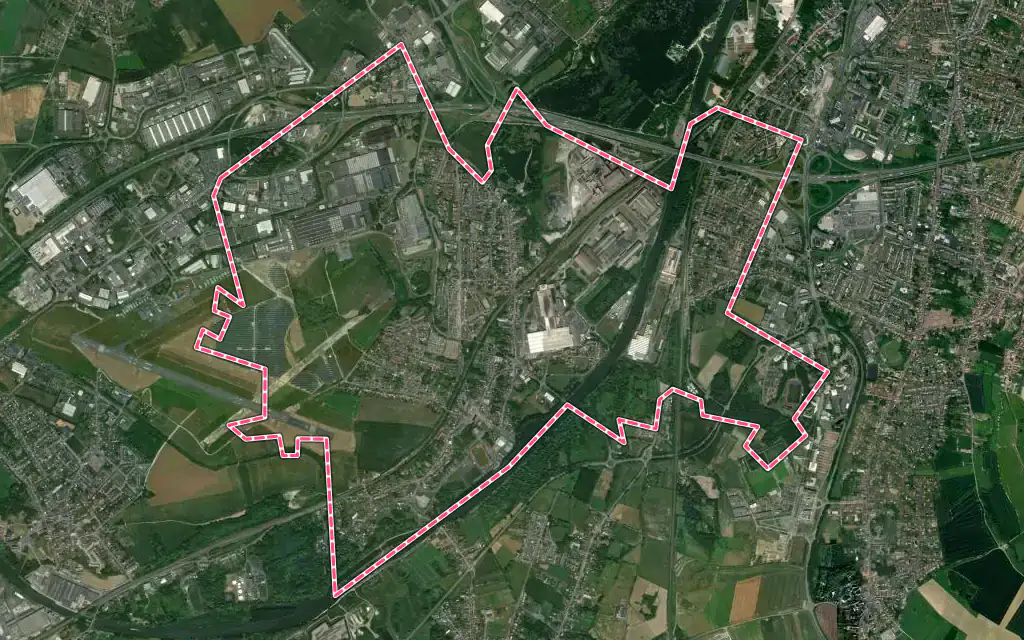 Vue satellite de Trith-Saint-Léger avec ses contours administratifs
