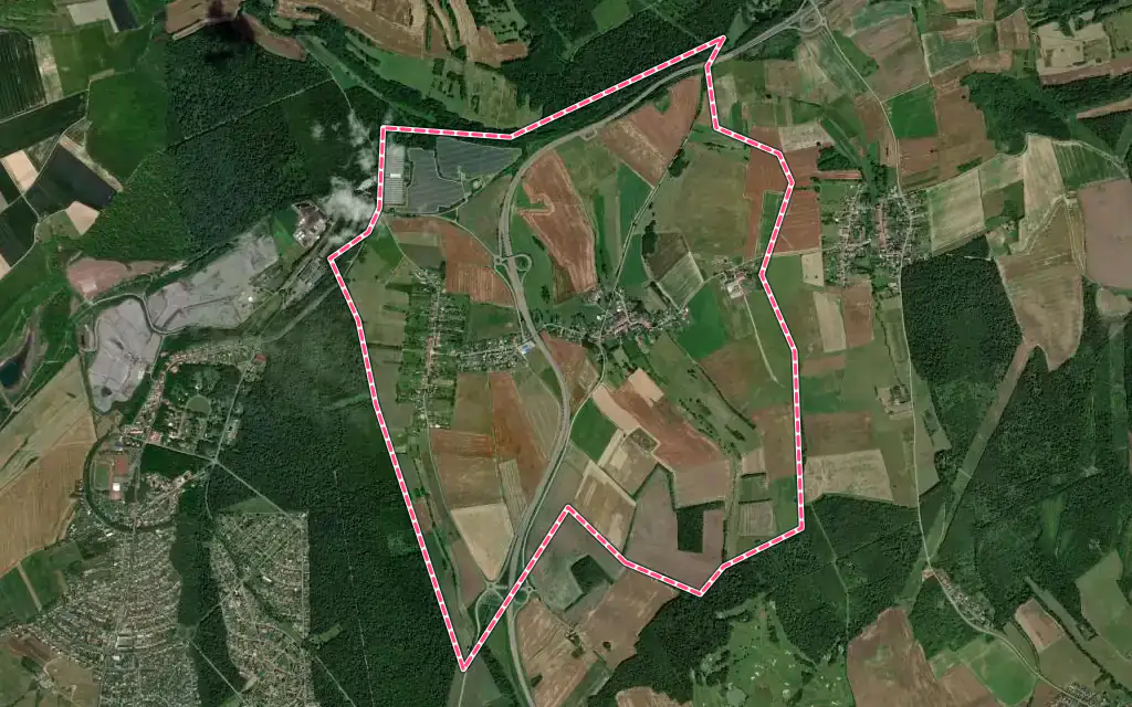 Vue satellite de Tritteling-Redlach avec ses contours administratifs