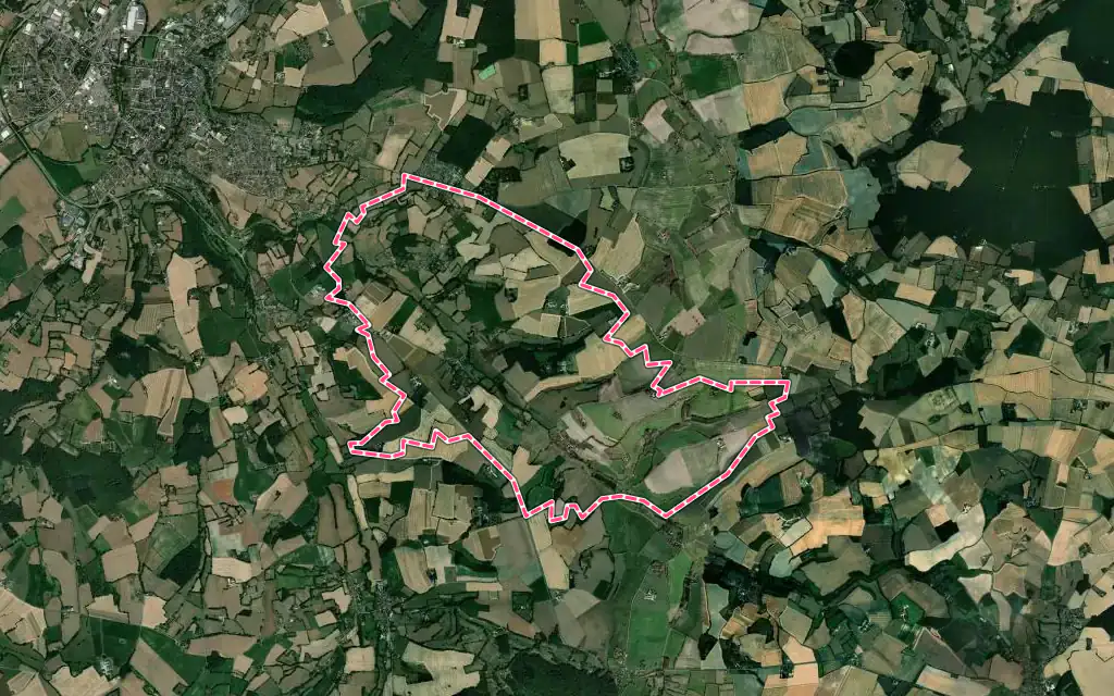 Vue satellite de Trizay-Coutretot-Saint-Serge avec ses contours administratifs