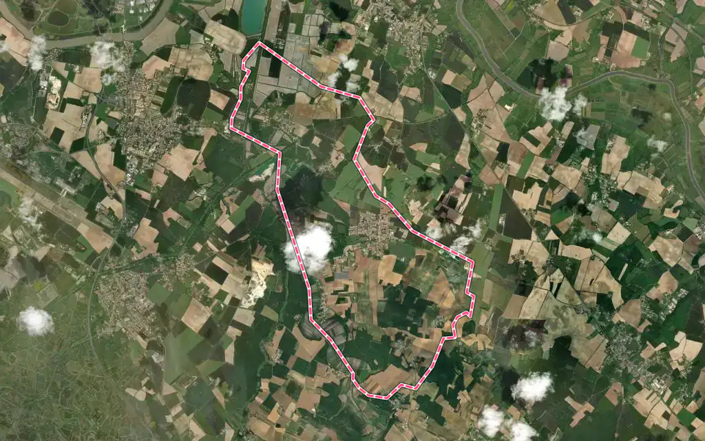 Vue satellite de Trizay avec ses contours administratifs