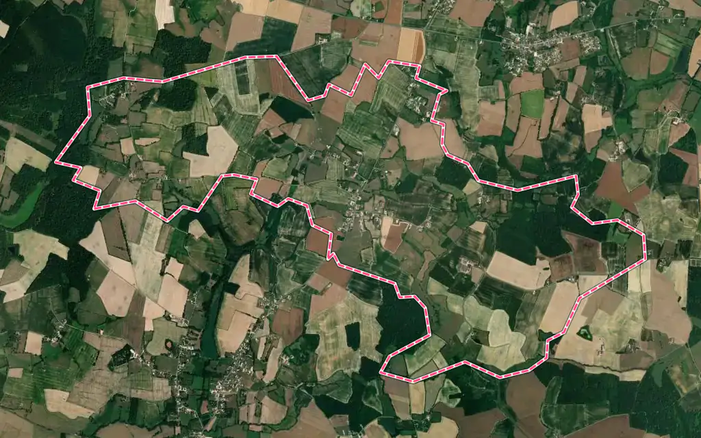 Vue satellite de Tronchy avec ses contours administratifs