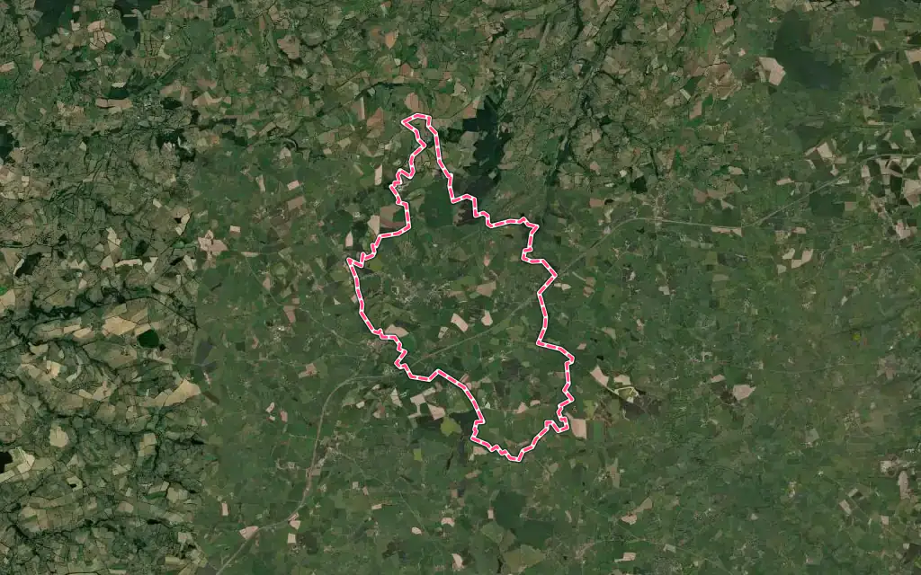 Vue satellite de Tronget avec ses contours administratifs