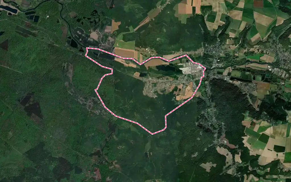 Vue satellite de Trosly-Breuil avec ses contours administratifs