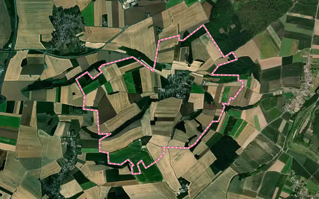 Vue satellite de Troussencourt avec ses contours administratifs