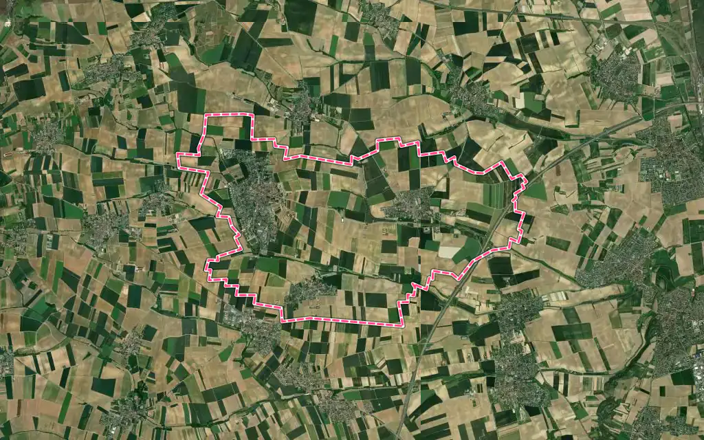 Vue satellite de Truchtersheim avec ses contours administratifs