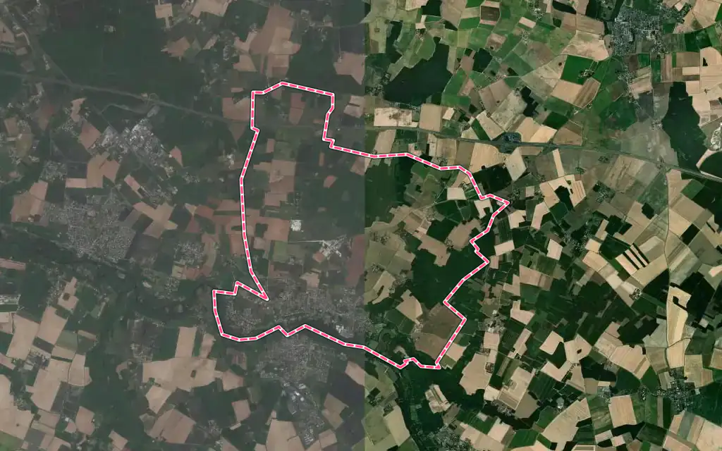 Vue satellite de Truyes avec ses contours administratifs