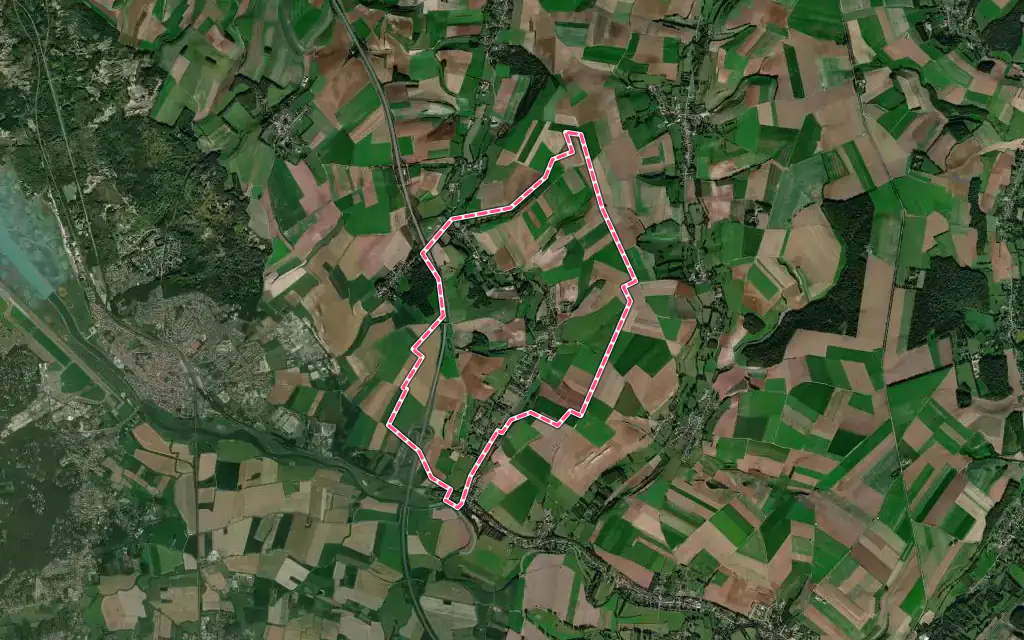 Vue satellite de Tubersent avec ses contours administratifs
