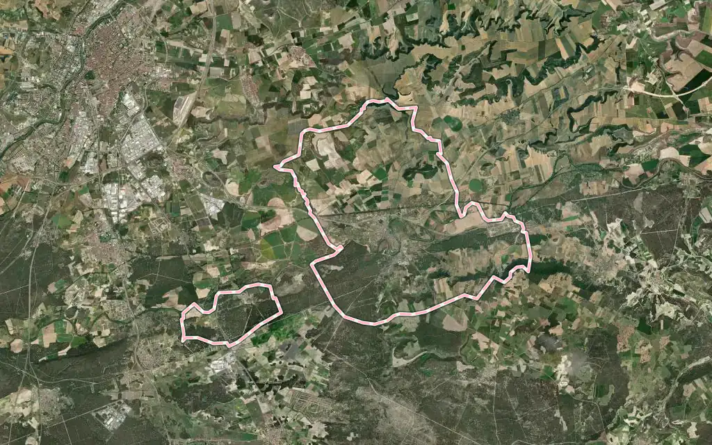 Vista satélite de Tudela de Duero con su contorno administrativo