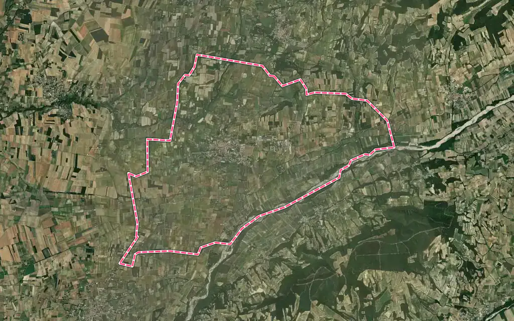 Vue satellite de Tulette avec ses contours administratifs
