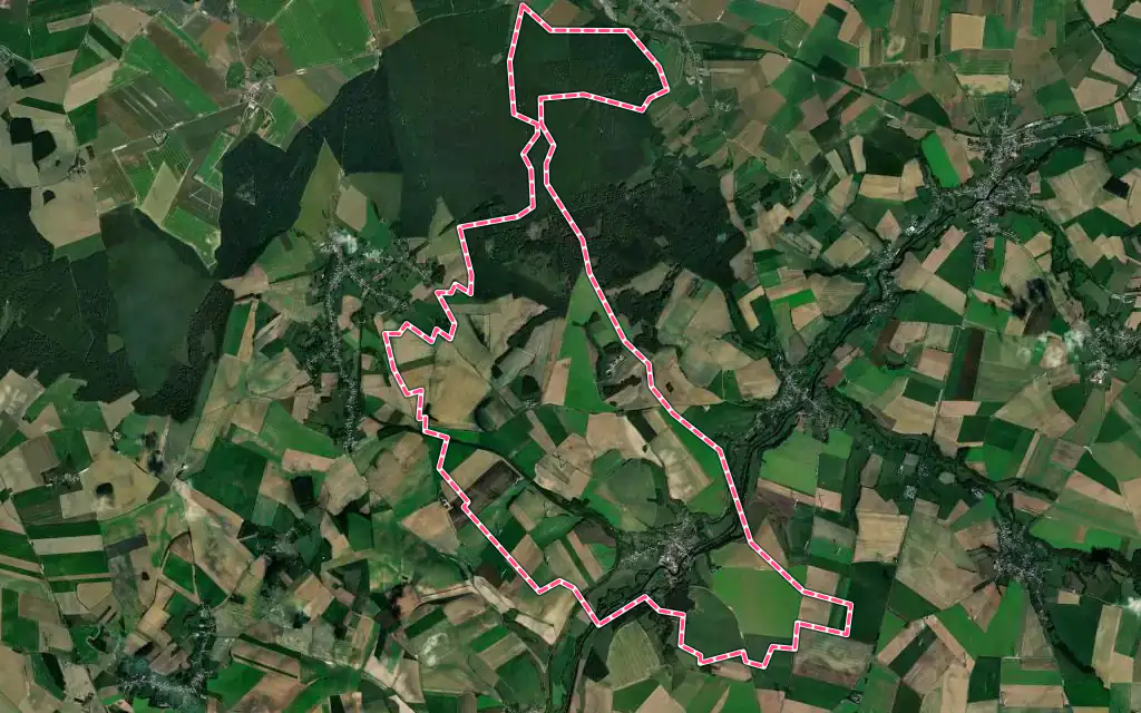 Vue satellite de Tupigny avec ses contours administratifs