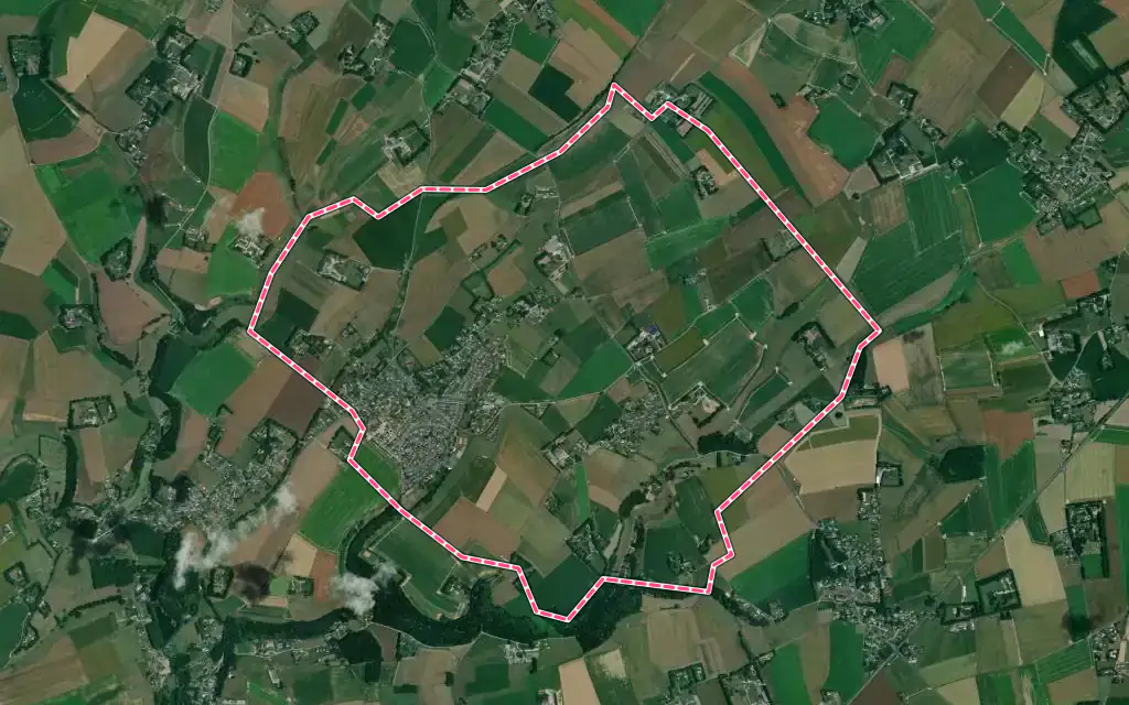 Vue satellite de Turretot avec ses contours administratifs
