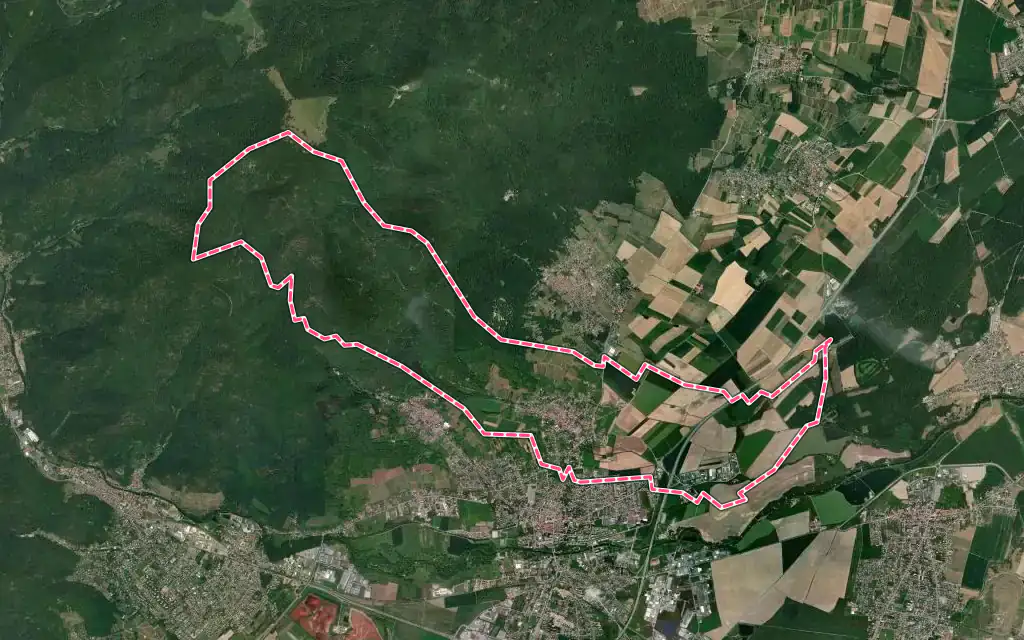 Vue satellite de Uffholtz avec ses contours administratifs