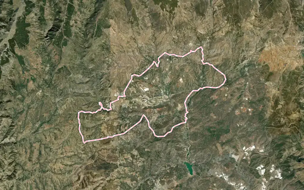 Vista satélite de Ugíjar con su contorno administrativo