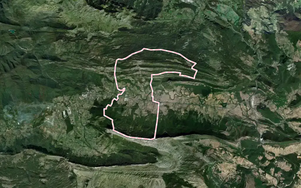 Vista satélite de Uharte Arakil con su contorno administrativo
