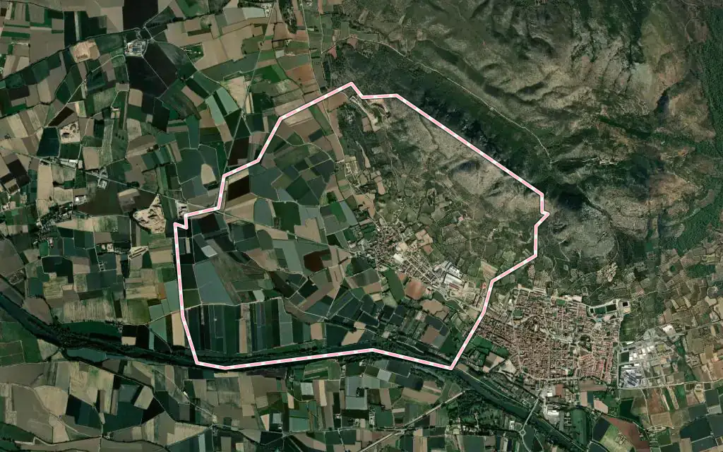 Vista satélite de Ullà con su contorno administrativo