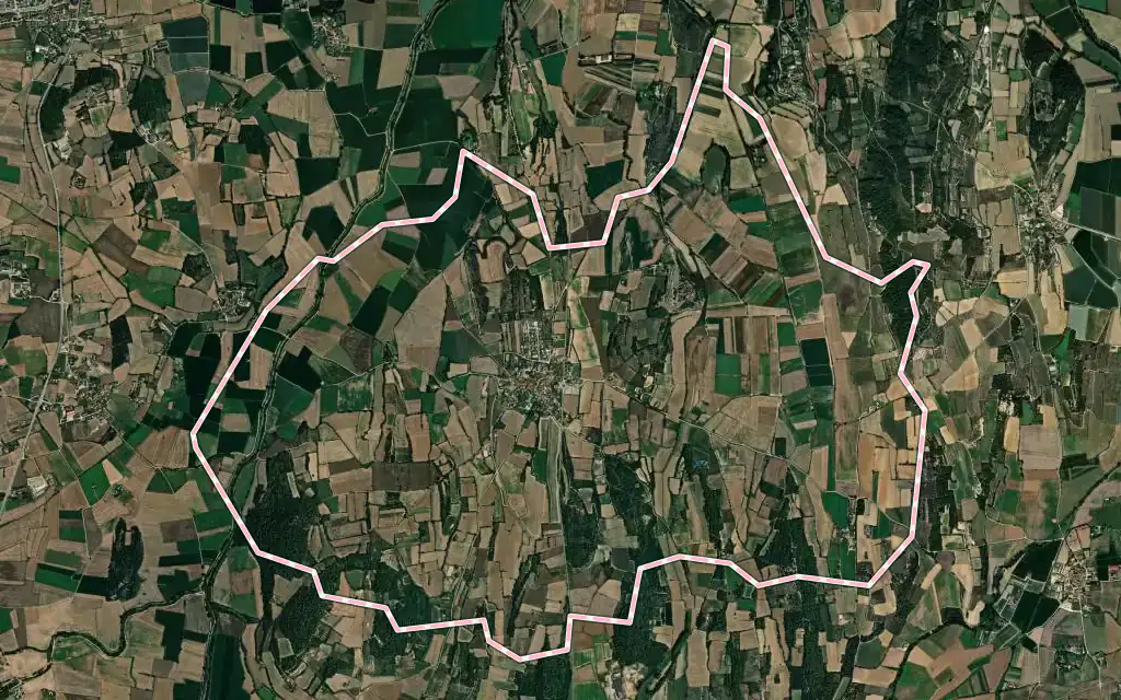Vista satélite de Ullastret con su contorno administrativo