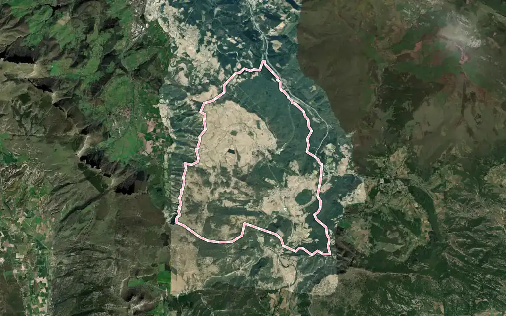 Vista satélite de Urkabustaiz con su contorno administrativo