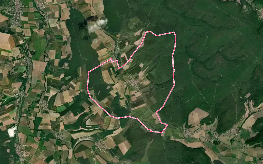 Vue satellite de Uruffe avec ses contours administratifs