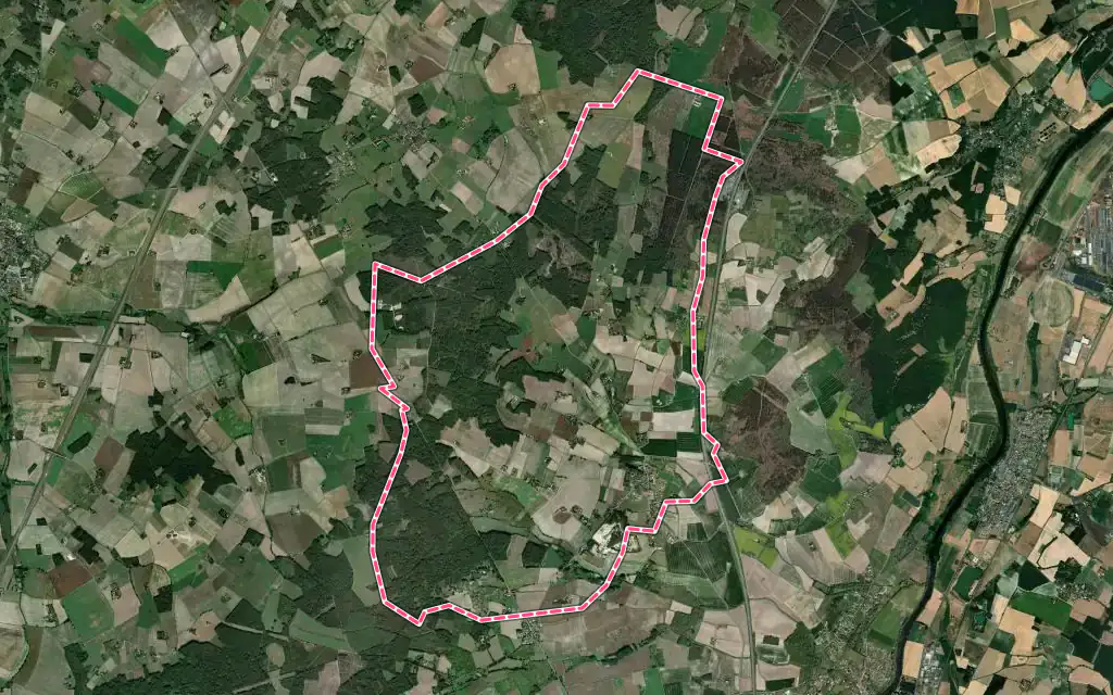 Vue satellite de Usseau avec ses contours administratifs